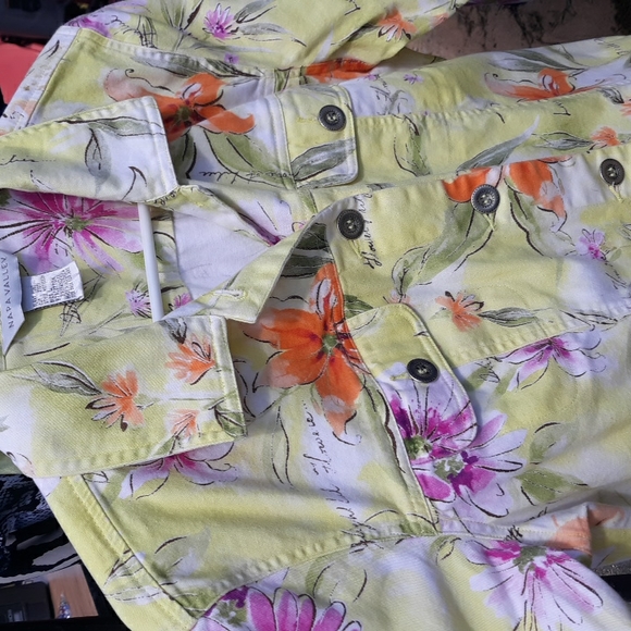Napa Valley Jean Jacket Sunshine Yellow Floral Large - Picture 3 of 3